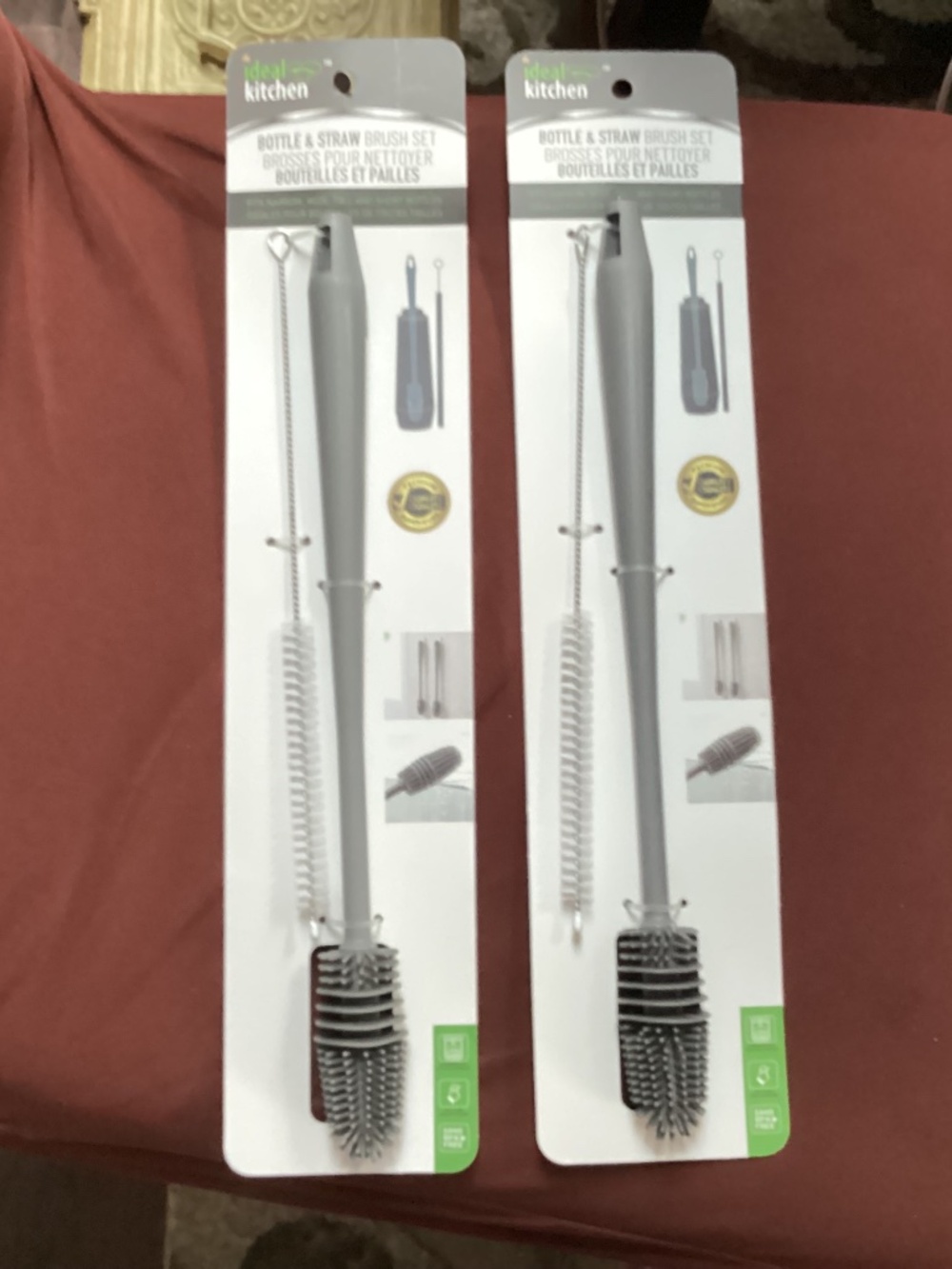 Ideal Kitchen Bottle & Straw Brush Set Bundle New